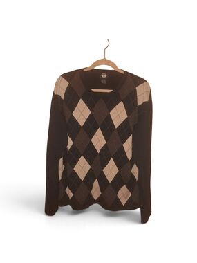 Dockers Women's Argyle Crewneck Sweater - Black & Cream